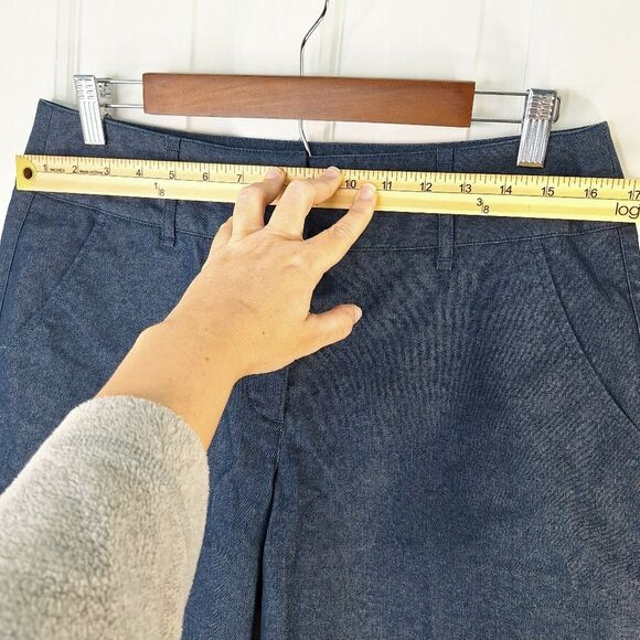 Dana Buchman Blue Bermuda Fitted Long Denim Jean Shorts Sz 10 - Picture 7 of 10